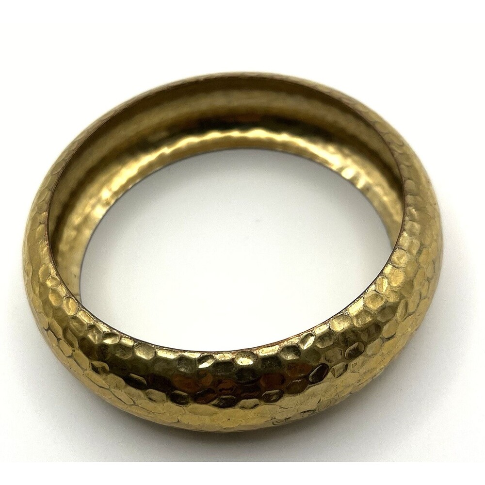 BOHO Chunky Wide Hammered Gold Tone Bangle Bracelet Vintage Y2K 1.5" Wide